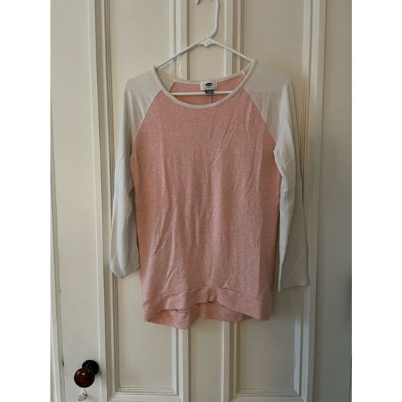 Old Navy pink and white baseball tee long sleeve top XL - Picture 1 of 3